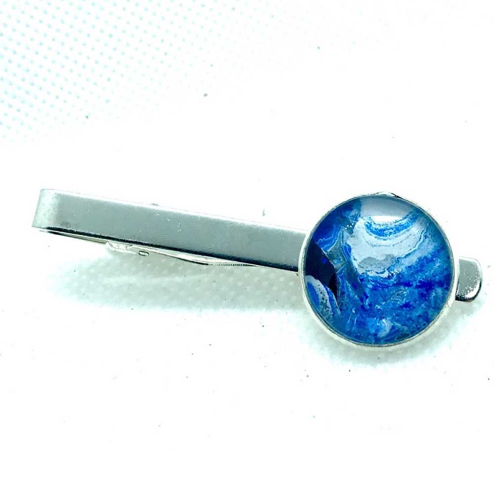 Tie clip pin silver plated 16mm handcrafted dome